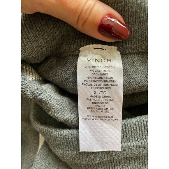 VINCE Men Gray Sweatpants Sz Xlarge Jogger Cotton Cashmere Side Stripe - Picture 5 of 6